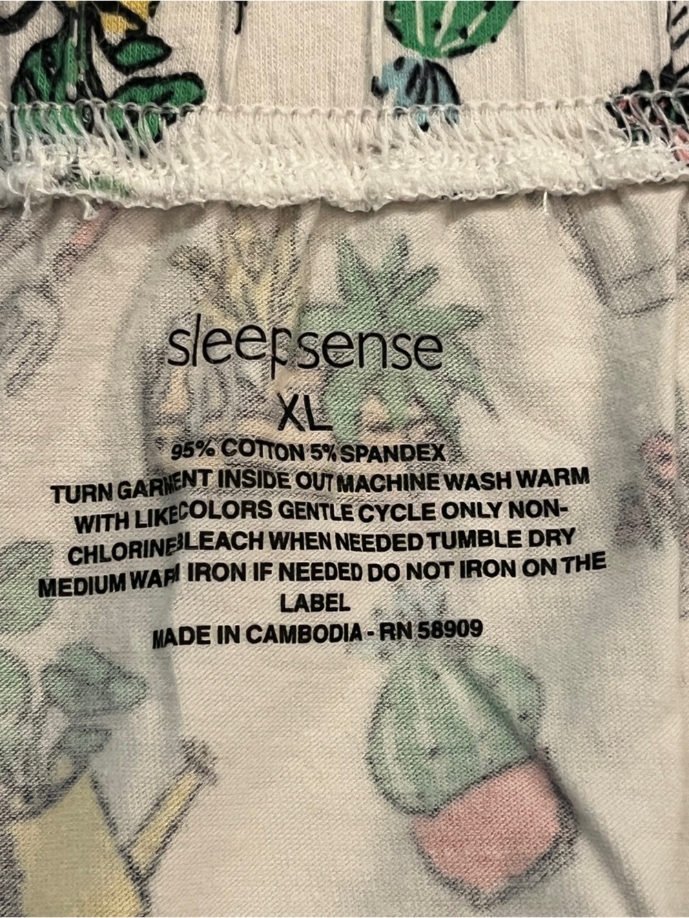 Sleepsense White Pajama capri Pants with Colorful Cactus & succulent Plant Print - Picture 2 of 7